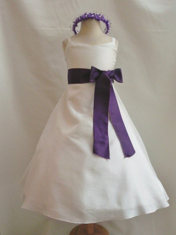Flower Girl Dresses - IVORY with Purple Eggplant (FD0CO8) - Wedding ...