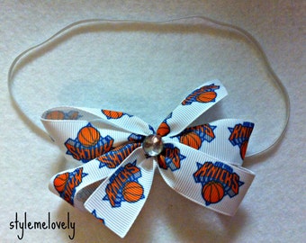 New York Knicks Baby Girl Boutique Bow Elastic Headband