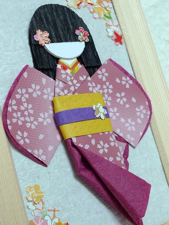Items similar to Japanese origami doll -Konami (in wooden frame) on Etsy