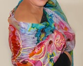 Hand Painted Silk Scarf Flamingo - Handpainted Silk Shawl - Animal and Bird Design - Silk Accessories - OOAK For Order