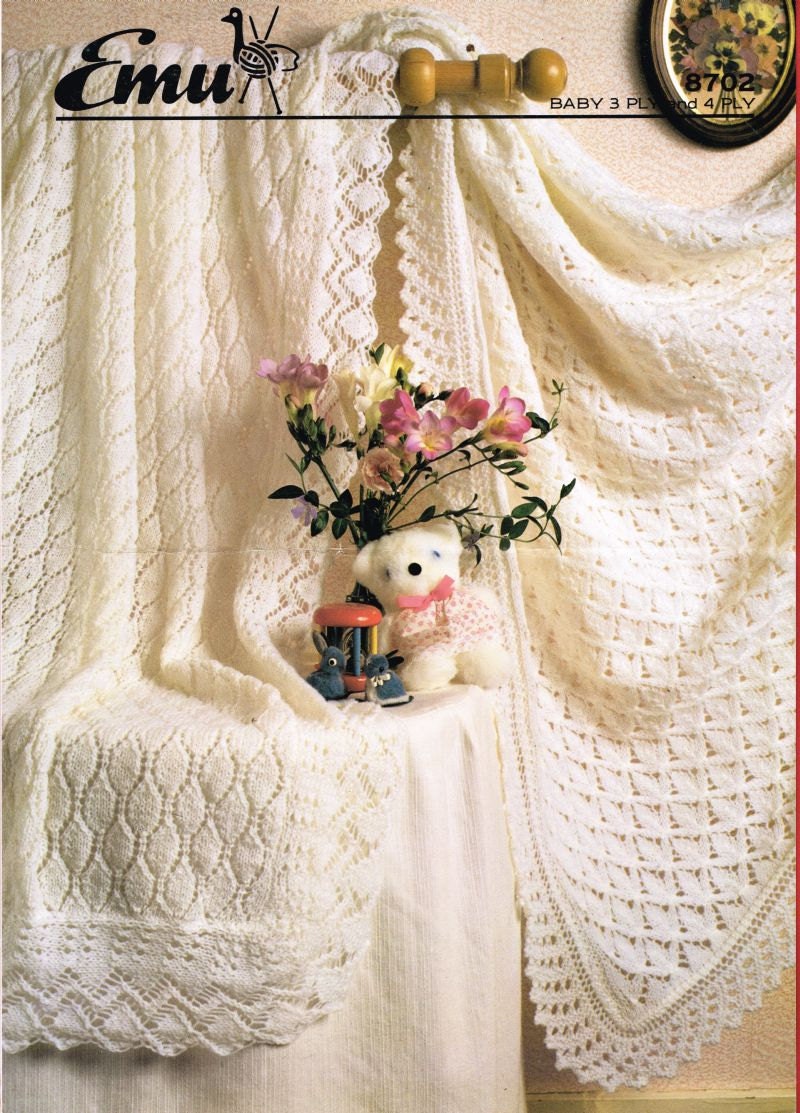 baby shawls christening vintage knitting pattern PDF instant