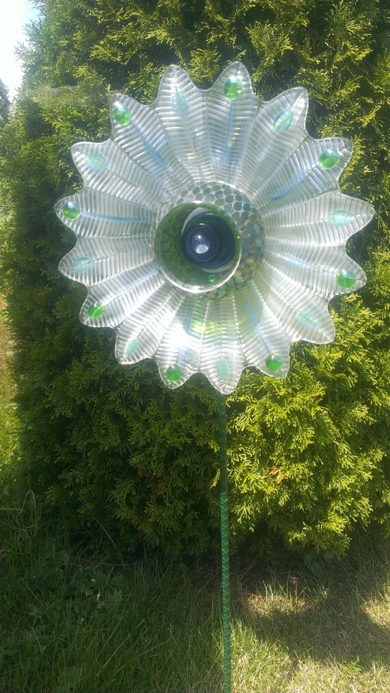 Glass Garden Art Suncatcher Yard Art. Repurposed glass hand