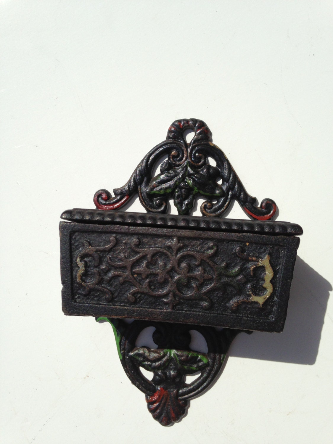 Vintage cast iron Wilton Match Safe holder