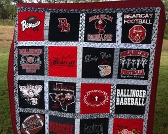 T-shirt Quilt Custom Made - Memory Quilt Made from 15 to 49 t-shirts