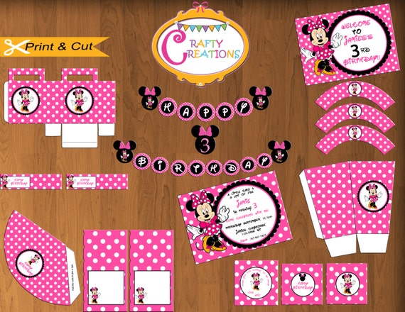 Items similar to Printable Minnie Mouse Package - Pink MINNIE MOUSE ...