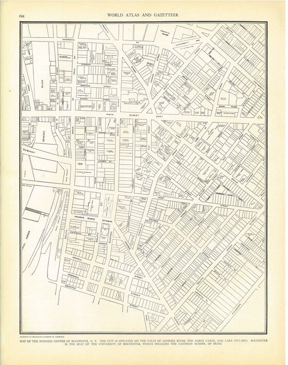 Vintage Map of Rochester NY by RootsReclaimedVintag on Etsy