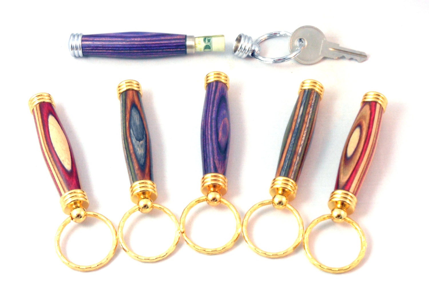 Custom Keychain Handmade Secret Compartment 24kt Gold plated