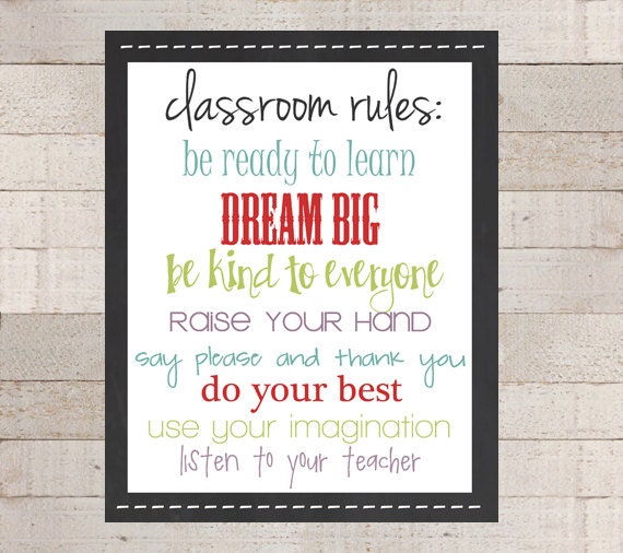 Items Similar To Classroom Rules Stitch- Classroom Decor - Teacher Gift 