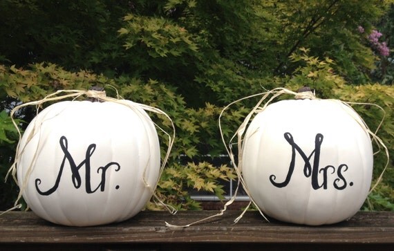 Harvest Fall Wedding Reception Decor Mr and Mrs by aRestfulHome