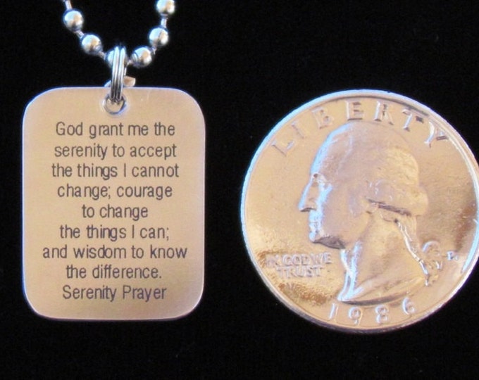 Silver Cross Serenity Prayer Necklace Pendant Two Piece DogTag Christian Jewelry - Saint Michaels Jewelry