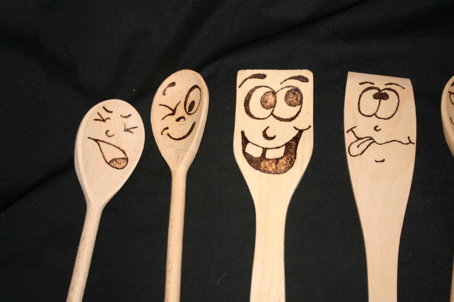 wooden spoon funny faces by andyswoodnart on Etsy