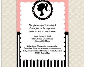 Barbie Birthday Invitation- Printable
