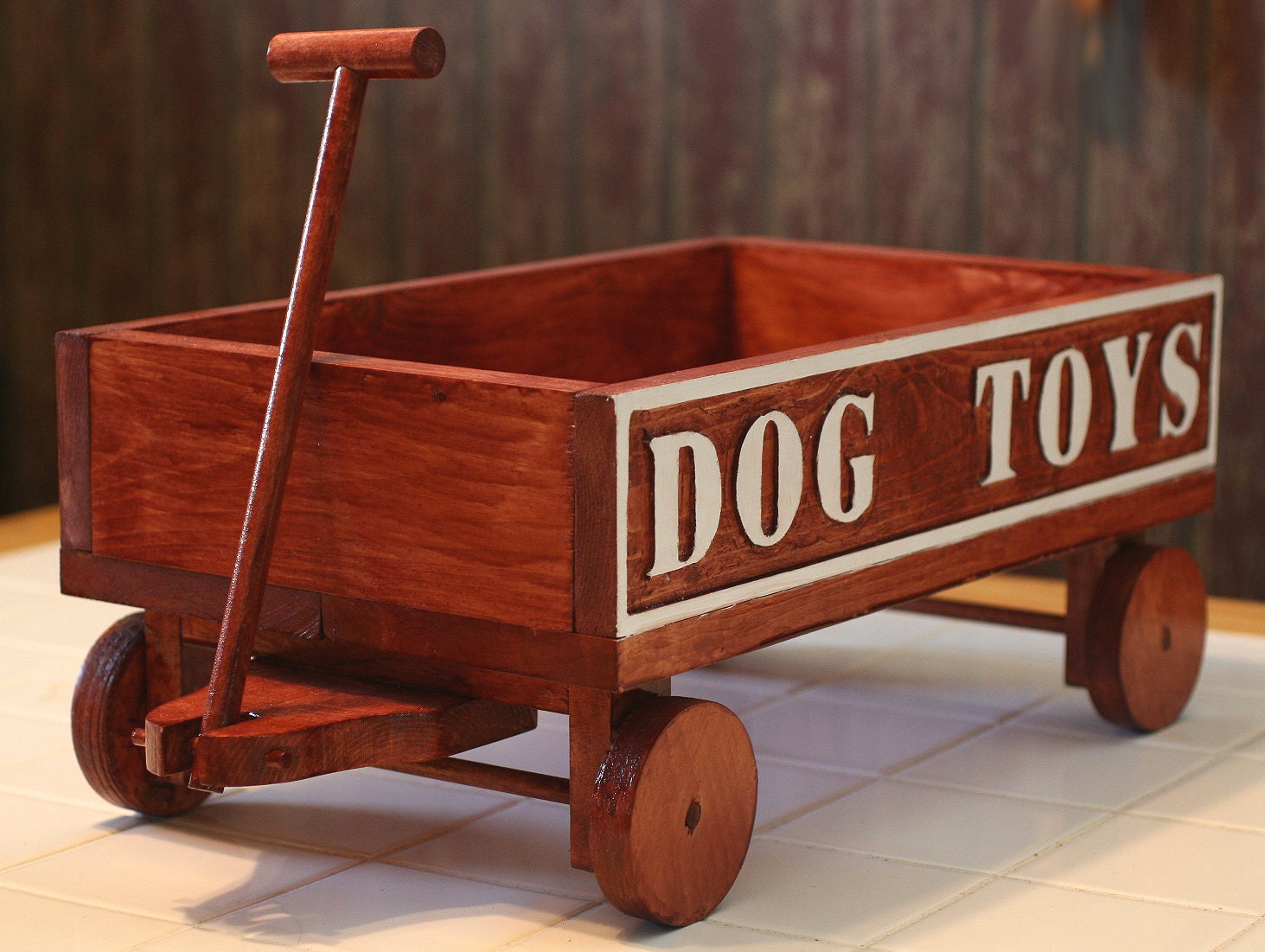 Dog toy wagon wood toy box pet toy