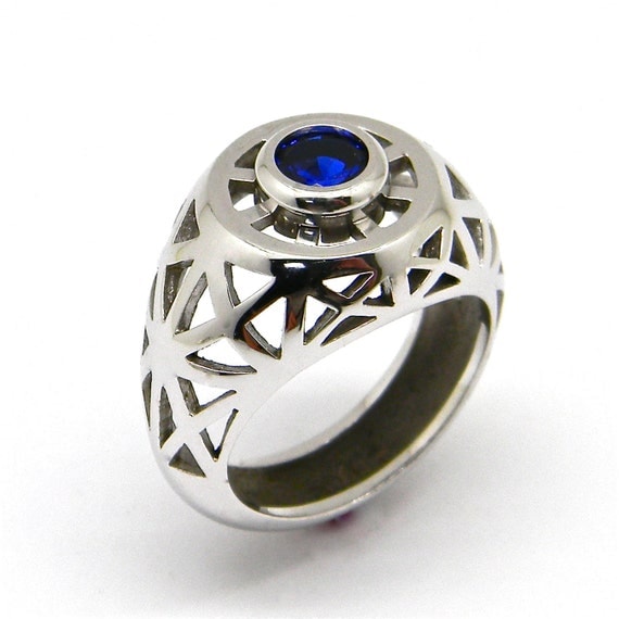 Man sterling silver signet ring geometrical design by JAntaDesigns