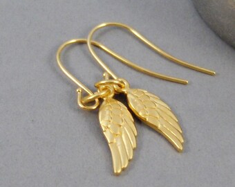 Golden Wings,Earrings,Gold Earrings,Gold,Gold Filled,Wing,Angel Wing,Angel Wing Earrings,Gold Wing,Gold Earring,Handmade by SeaMaidenJewelry