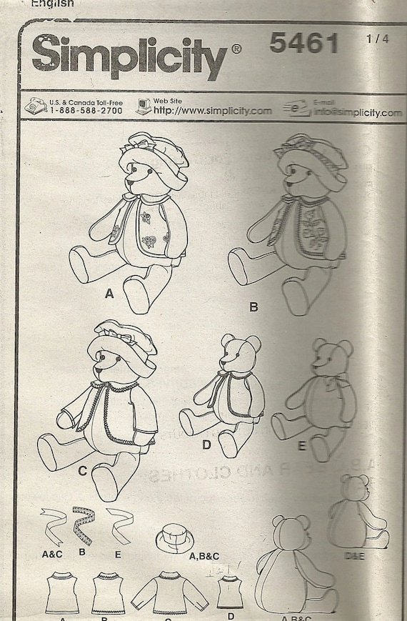 simplicity bear sewing pattern