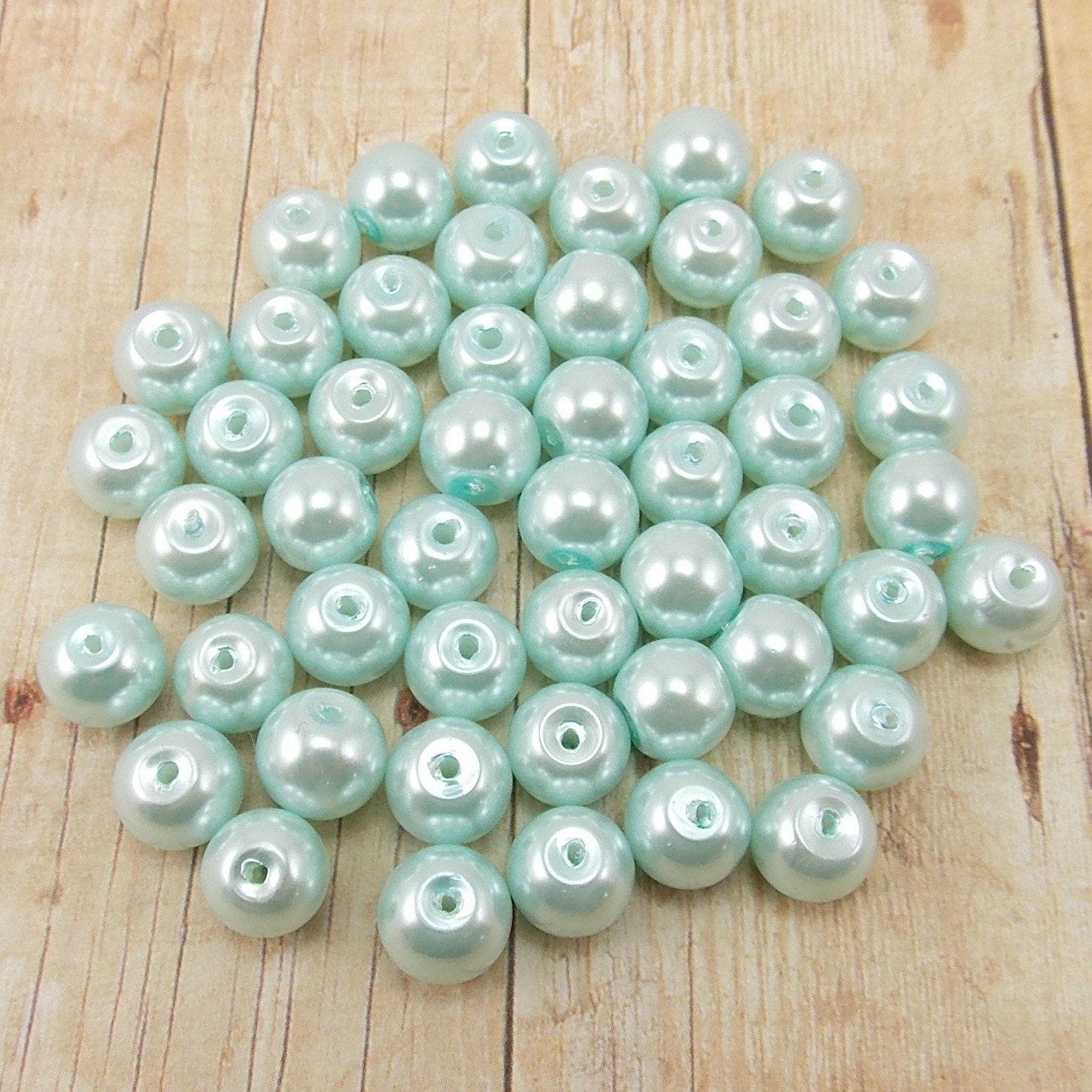 6mm Glass Pearls Light Blue 75 pieces