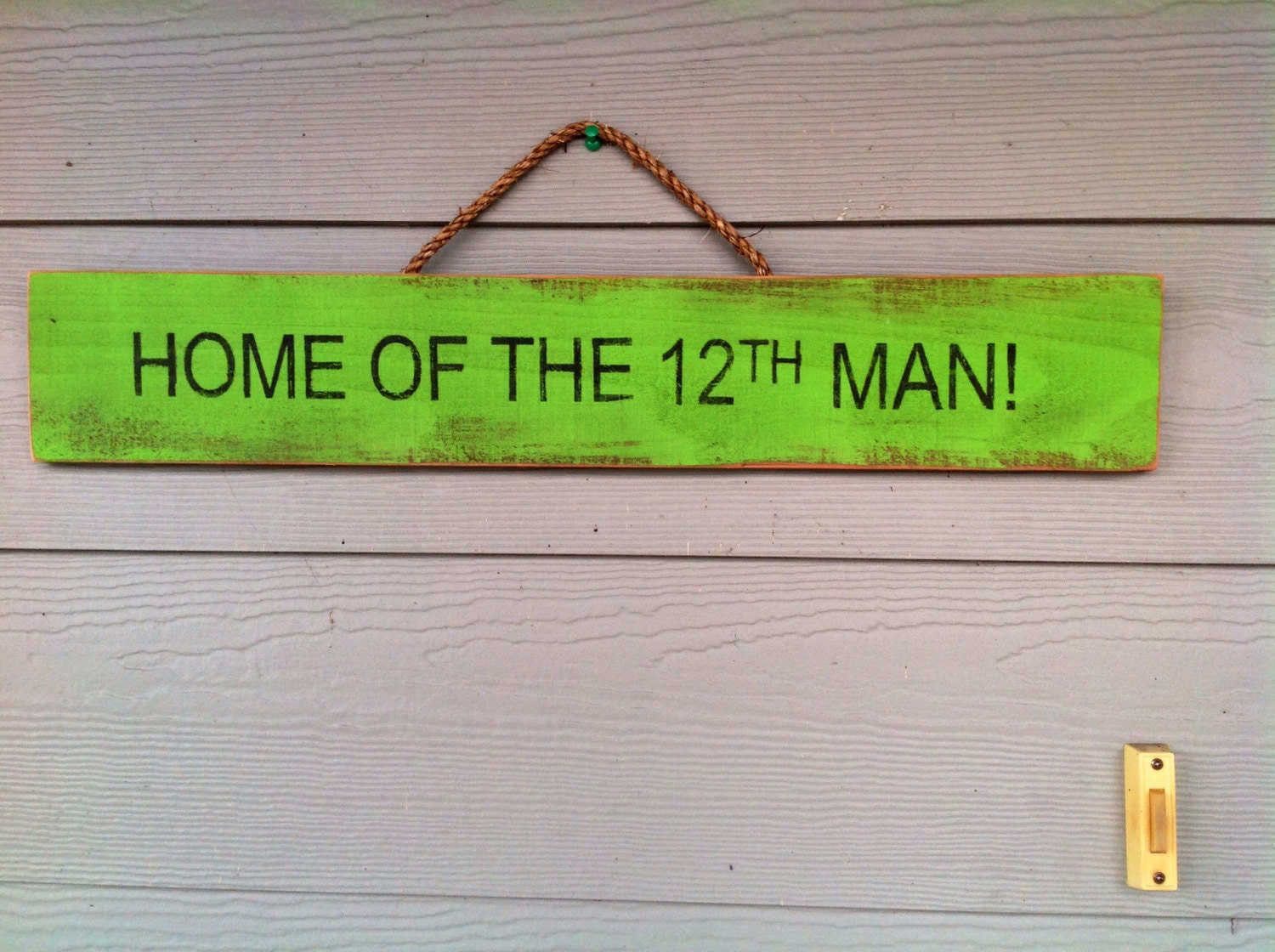 Vintage Lime Green 12th Man Sign