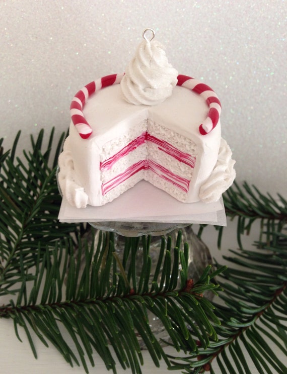 Items similar to Candy Cane Cake Ornament on Etsy