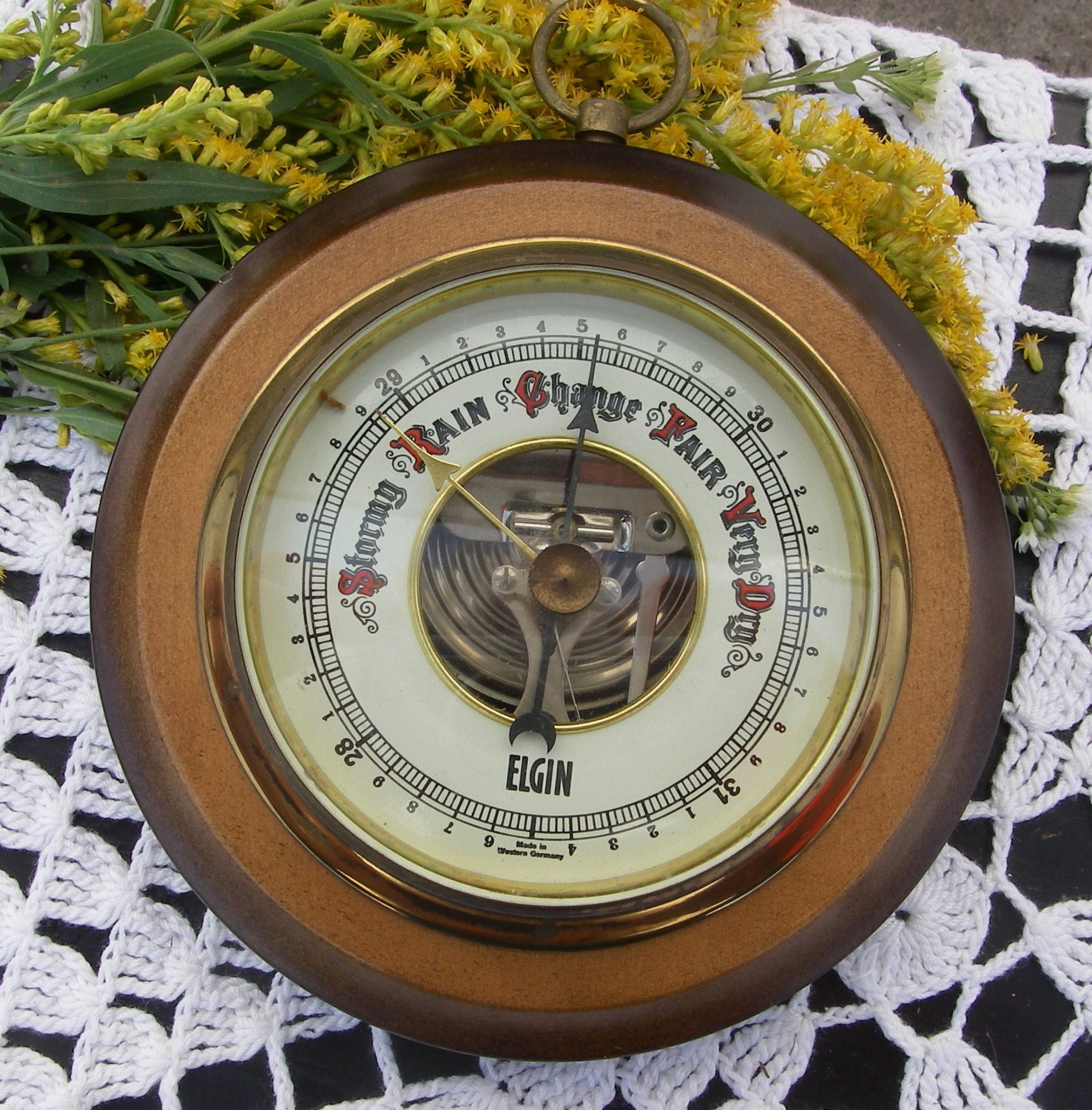 Vintage Western Germany Elgin Barometer /Weather Instrument