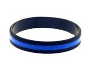 Thin Blue Line Silicone Wristband! FREE SHIPPING!