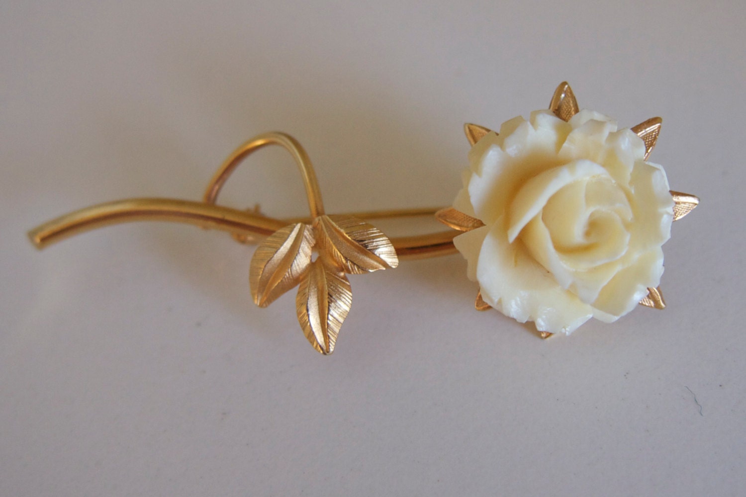 Ivory Rose Pin Brooch 2.75