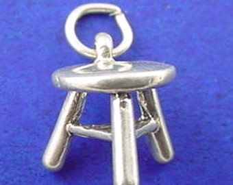 STEP STOOL Charm .925 Sterling Silver Foot Stool Pendant - lp1295
