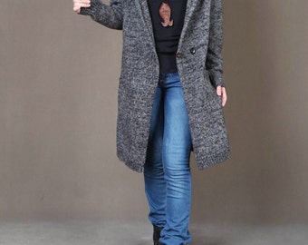 Hooded Sweater Coat Cardigan Sweater Coat Women’s Sweater Coat Long ...