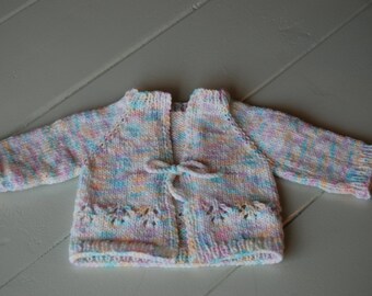 Items similar to Purple Hand knitted baby cardigan. Hand knitted baby ...