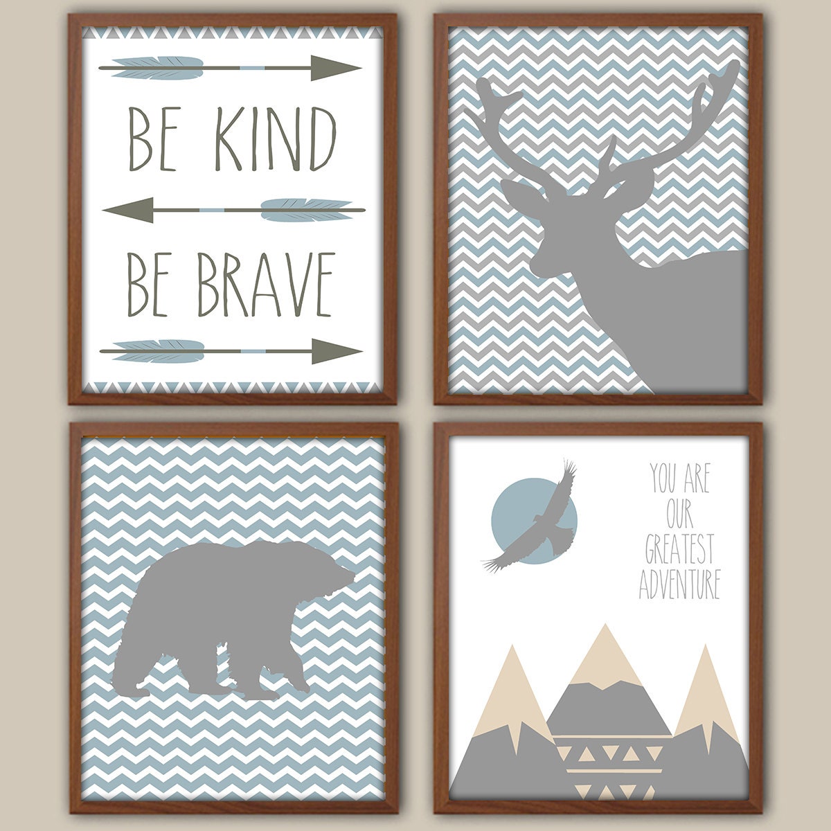 Slate Blue Decor Etsy Baby Boy Nursery Art Slate Blue And Gray E Chevron