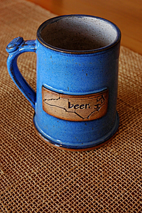 Handmade 16 oz. Ceramic Beer Stein North Carolina Logo