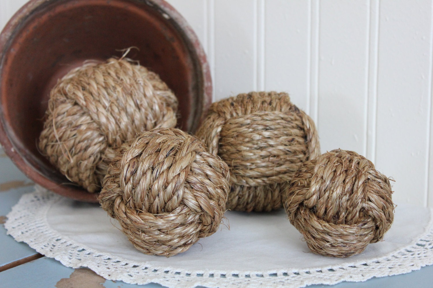 Nautical rope balls monkey fist knots Set by highplainsknotwork