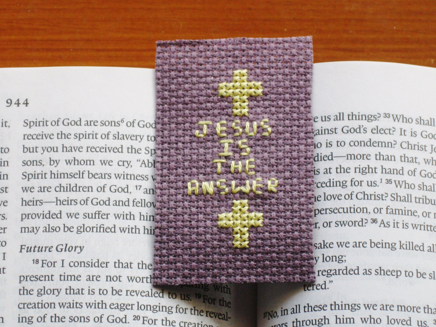 Religious bookmark cross stitch embroidery Christian Bible