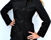 New Latest Womens Wool Coat Peacoat Jacket Black