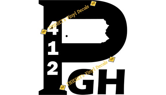 Pittsburgh Pa 412 Logo Vinyl Car Decal Laptop Decal