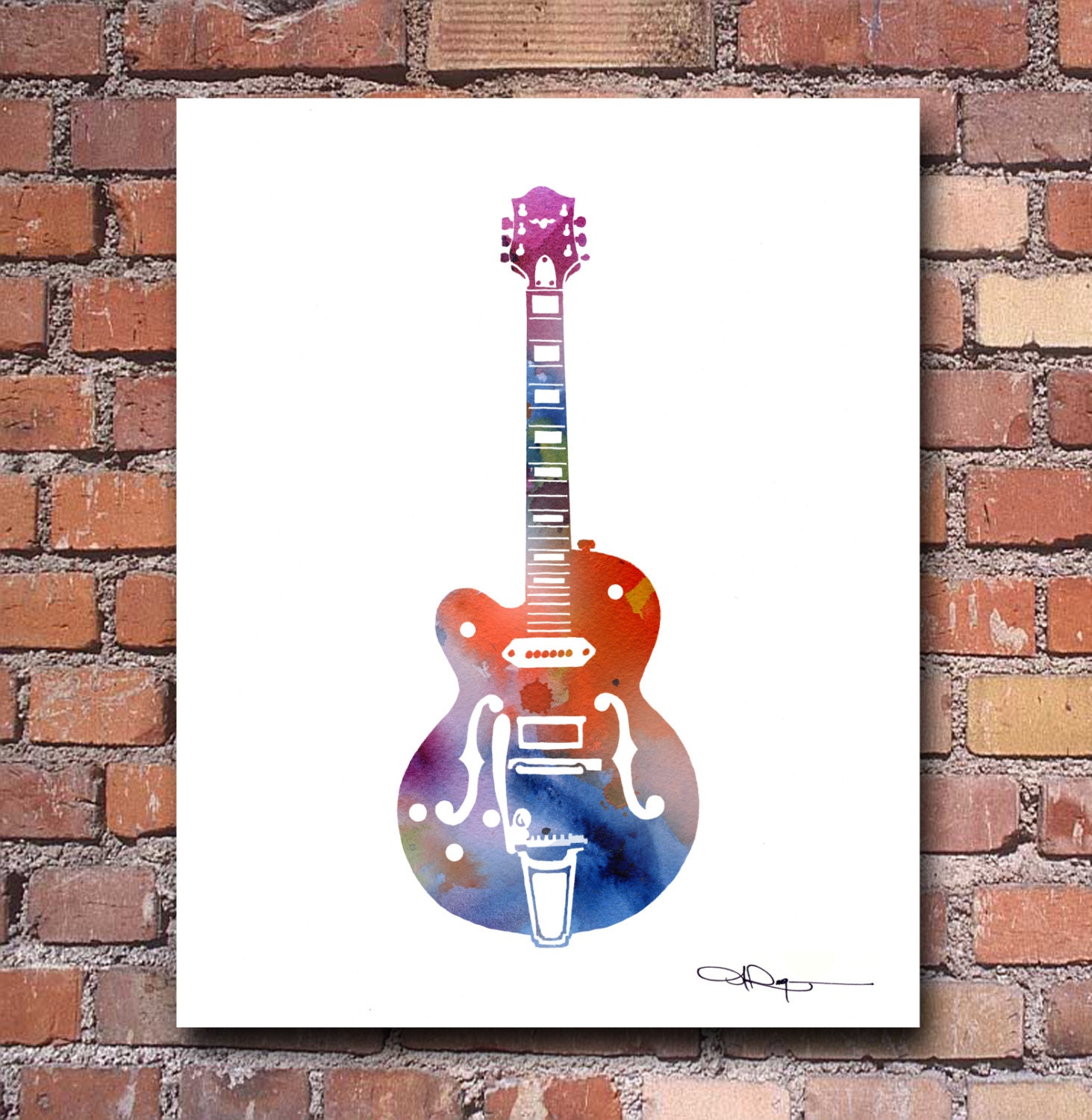 Electric Guitar Art Print Abstract Watercolor Painting