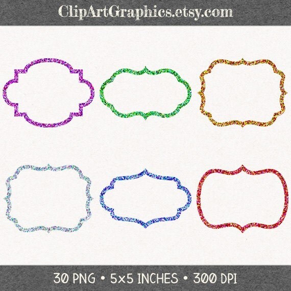 Digital Glitter Frame Clip Art Glitter Digital by ClipArtGraphics