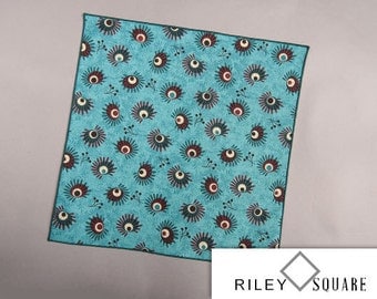 Aqua, Burgundy and Teal Pocket Square/Whimsical Pocket Square/Handkerchief/Fashion