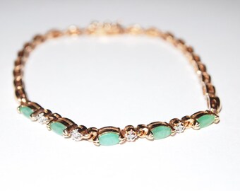 Sterling Silver Green Gemstone Bracelet 6245