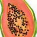 Papaya painting, Original Watercolor Painting Fruit Series, great kitchen, food art, Small format art, SFA
