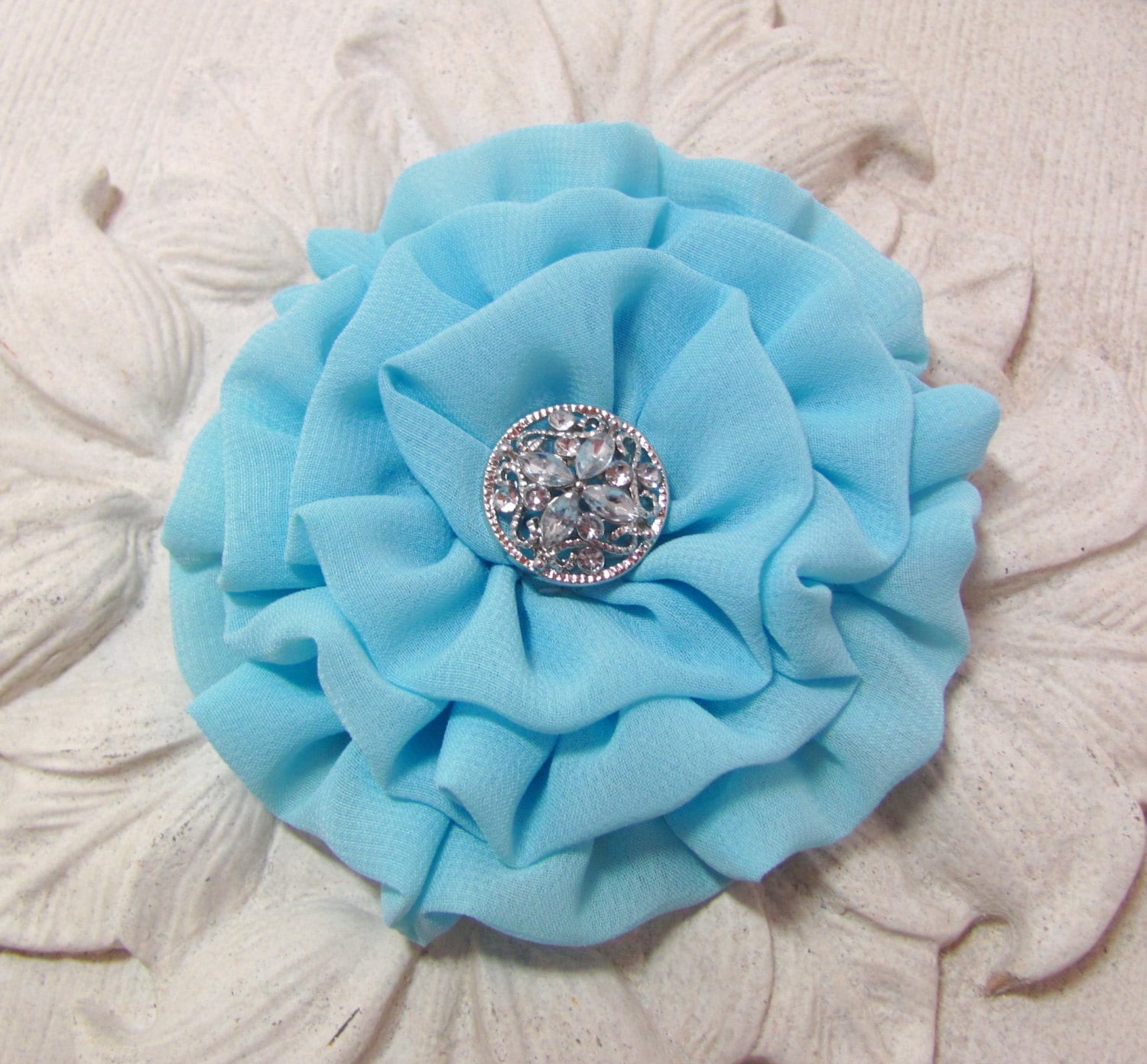 Light Blue Flower Hair Clip.Light blue Flower Headpiece.Light