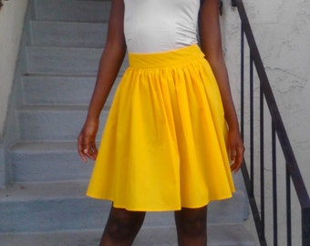 Gathered Yellow Lace Mini Skirt