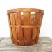 Vintage Large Wood Basket - Wooden Bushel Apple Basket - Rustic Shabby Chic Storage