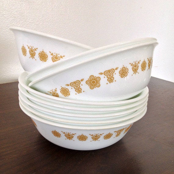 8 Corelle Butterfly Gold Bowls