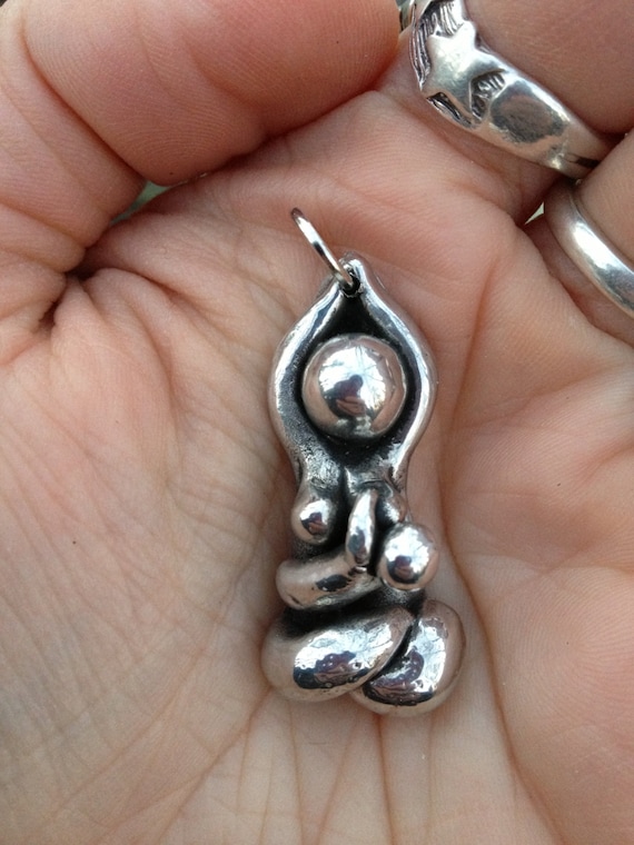 Pewter Breastfeeding Mama Goddess Sculpture Pendant  (custom sculpture, hand cast, LLL, IBCLC, nursing))