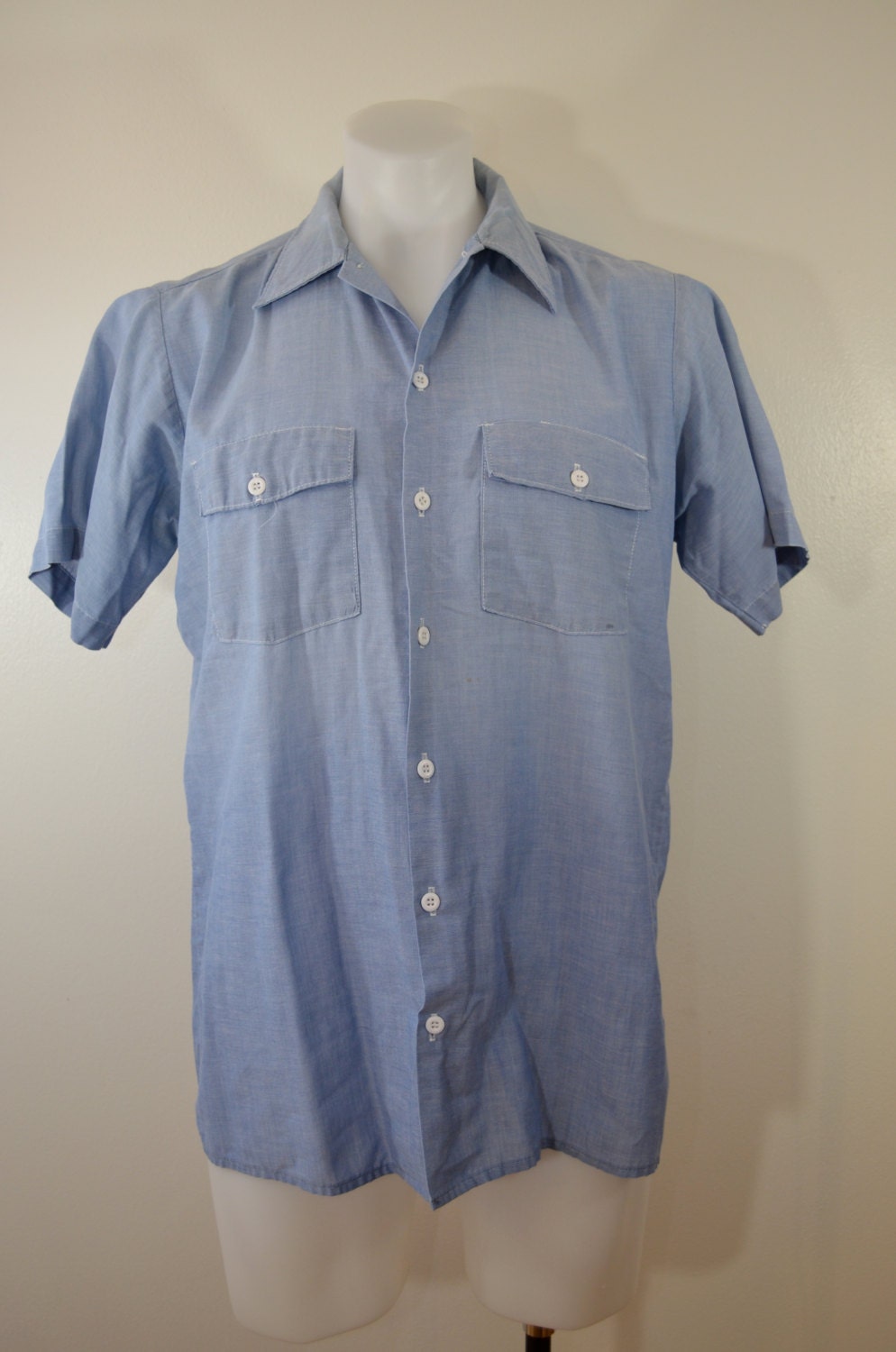 Vintage DICKIES Chambray short sleeve work shirt Medium USA