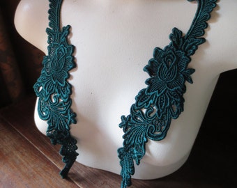 Emerald Green Lace Applique Pair for Lyrical Dance, Garments, Headbands, Costume Design PR 301egr