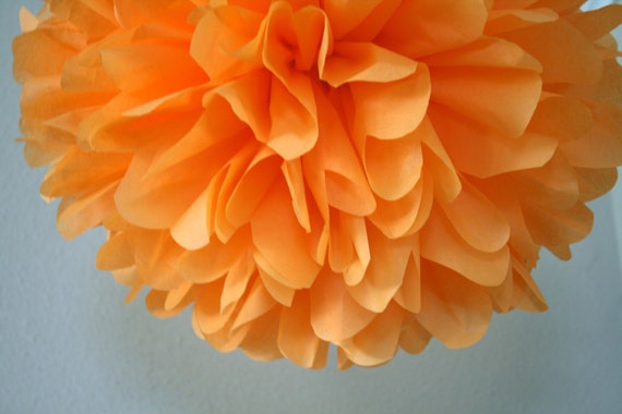 APRICOT tissue paper pom / tropical luau boho hawaiian wedding decorations / fiesta housewarming party / orange birthday baby shower decor Il_570xn