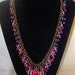 Statement Waterfall Necklace, Beaded Necklace, Red, Pink, Lavender Glass Beads, Chain Necklace