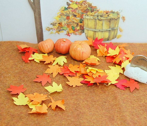 Items similar to Dollhouse Leaves Miniature Autumn Multi Color Maple on ...